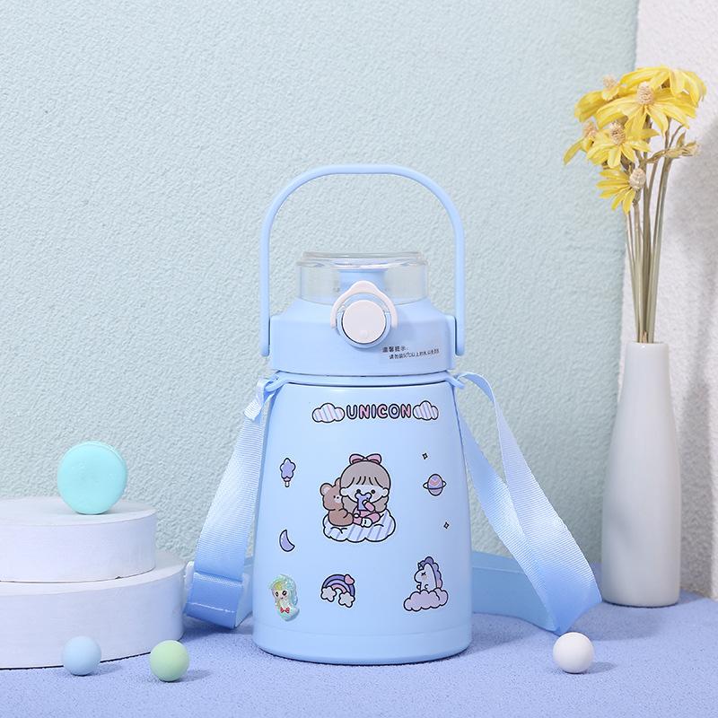 Online Celebrity Cartoon Pot-bellied Cups Charming Wind Childrens Cups Lightweight To Carry Outdoor Use Kettle 304 Stainless Steel Cups