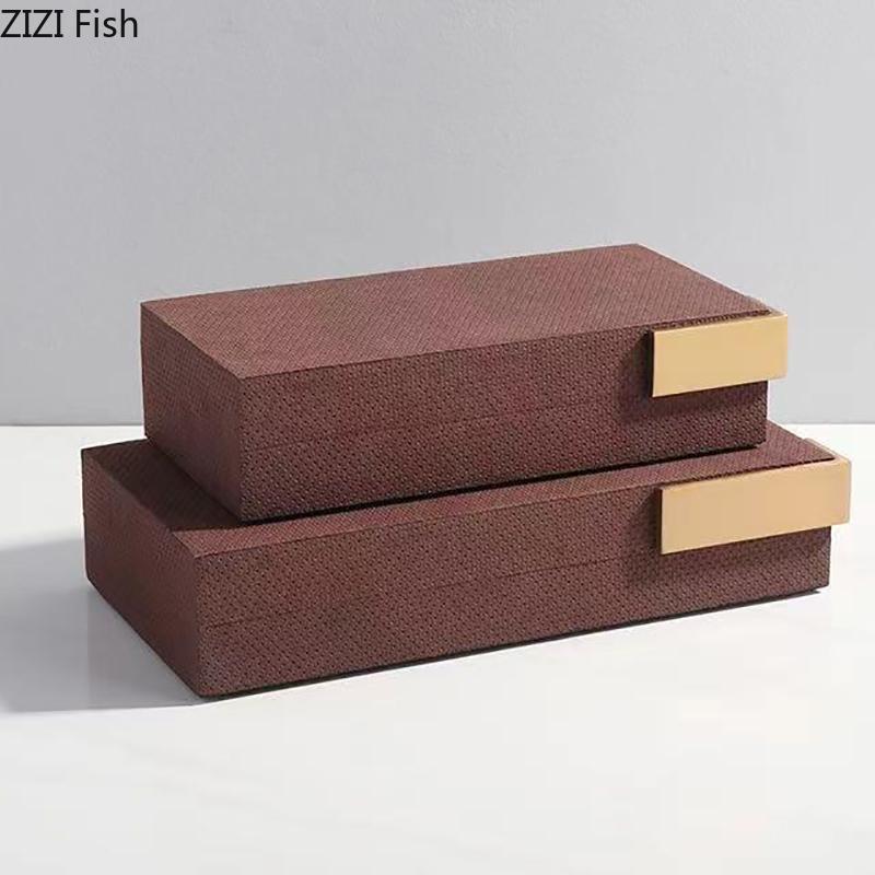 Leather Woven Pattern Jewelry Boxes Cosmetic Jar Dresser Table Desk Decoration Home Exquisite Jewelry Ring Necklace Storage Box