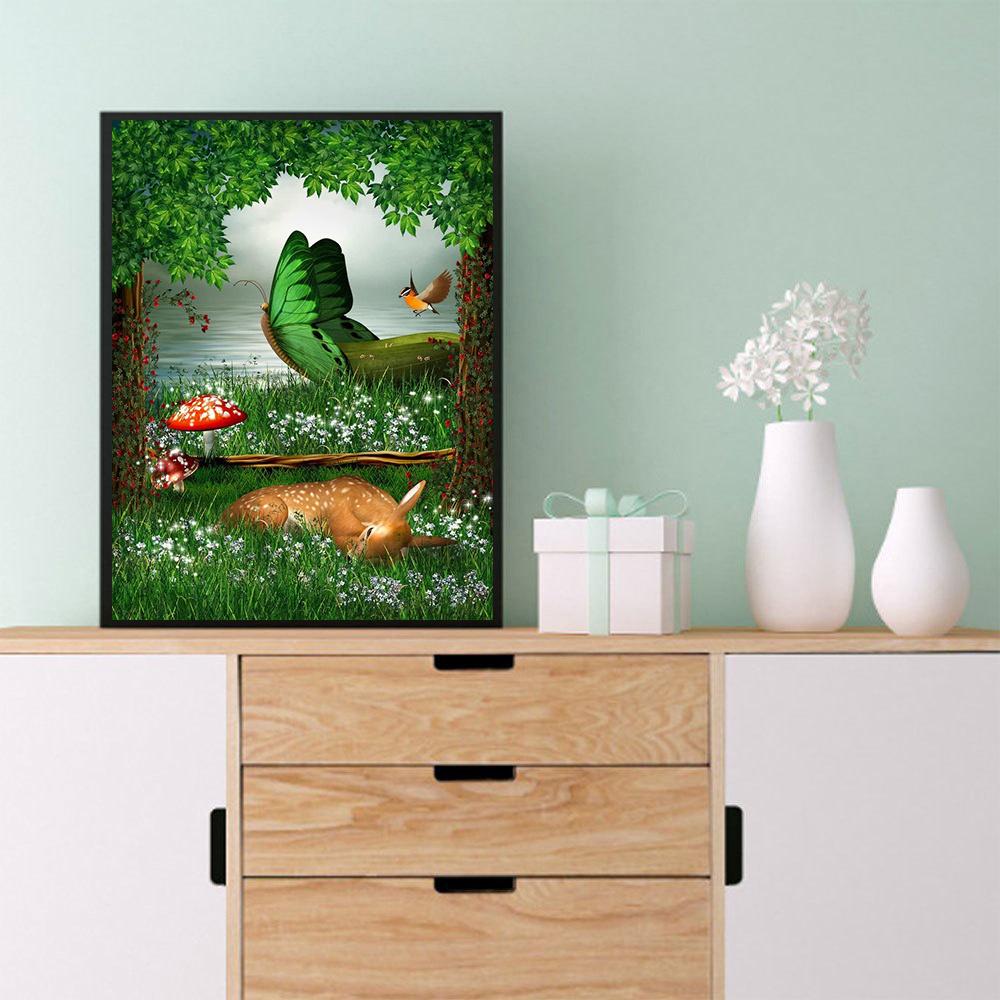 

DIY Diamond Painting Green Butterfly Cross Stitch Kit Mosaic Art Diamond Painting Full Circle/Square Diamond Home Decoration