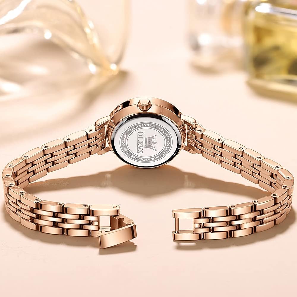 OLEVS Women's Milanese Mesh Analog Watch Waterproof Simple Dial Fashion Timepiece