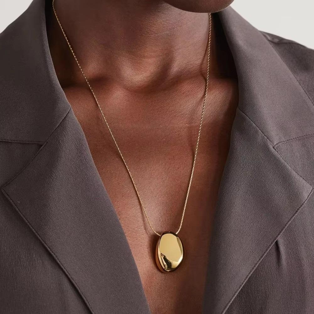 Geometric Pendant Necklace Metal Long Sweater Chain Women Choker Necklace  Sweater Accessories