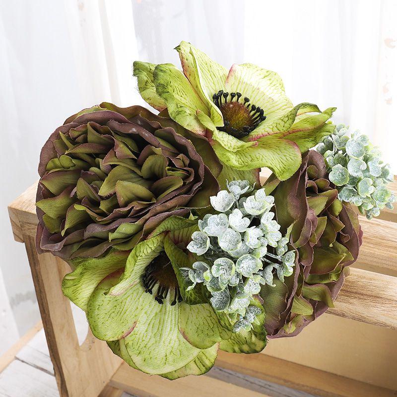 Üppiger Strauß Mohn Pfingstrose Schleierkraut Simulationsblume Ideal für Heimdekoration und Foto-Requisite