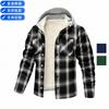 Chaqueta Casual para Hombre con Capucha, Forro de Polar, Cuadros y Cierre de Botones