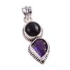 Natural Black Onyx,Amethyst Gemstone 925 Solid Silver Jewelry Pendant 1.50" K7o50