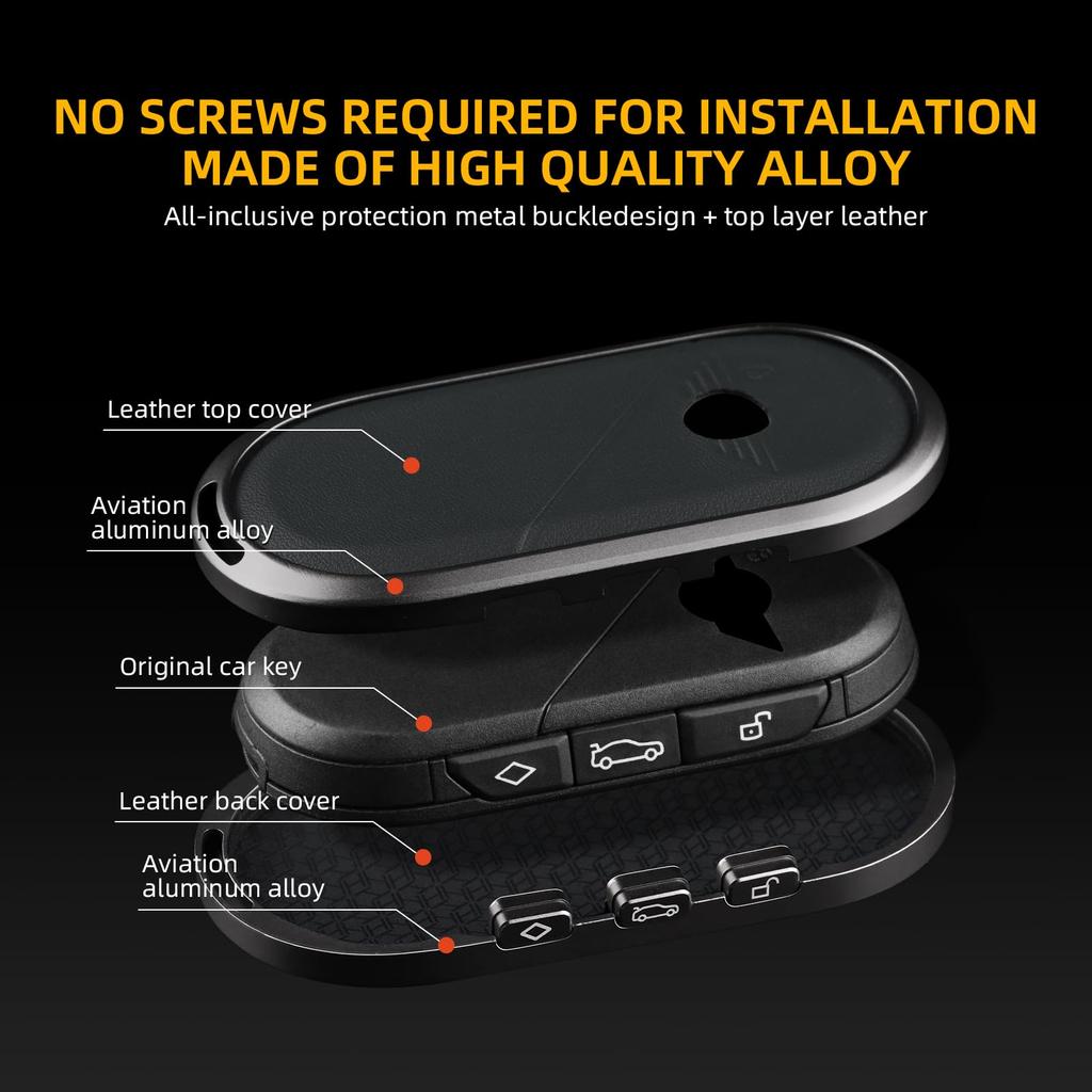 KUNGKIC Aluminum Alloy Leather Protector Smart Key Case Keychain for Mini Cooper S F65 F66 F67 Countryman U25 ACEMAN J05