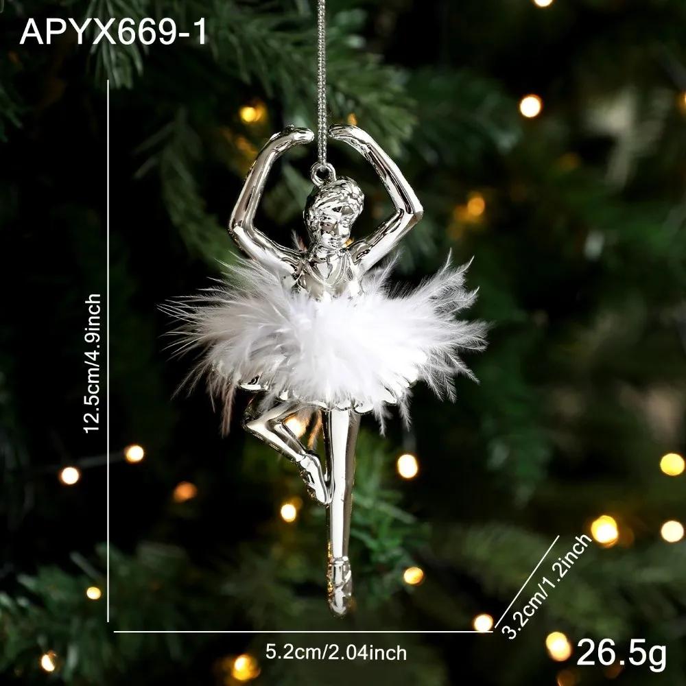 New Ballet Girl Christmas Tree Hanging Ornaments Gold Silver Plastic Christmas Ornaments Xmas Tree Decorations Home Party Decor