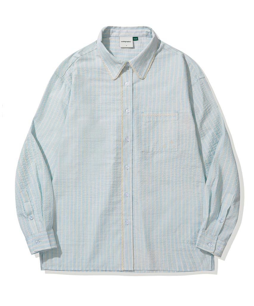 CGP (Women) Lace Detail Long Sleeve Shirt_Sky Blue