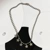 Fashionable Five Point Star Pendant Necklace With Elegant Round Bead Chain