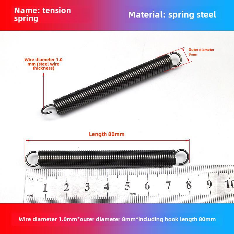 1.0mm Yellow Spring Steel Tension Spring with Hook Clamp for Mop Brake Binding Machine