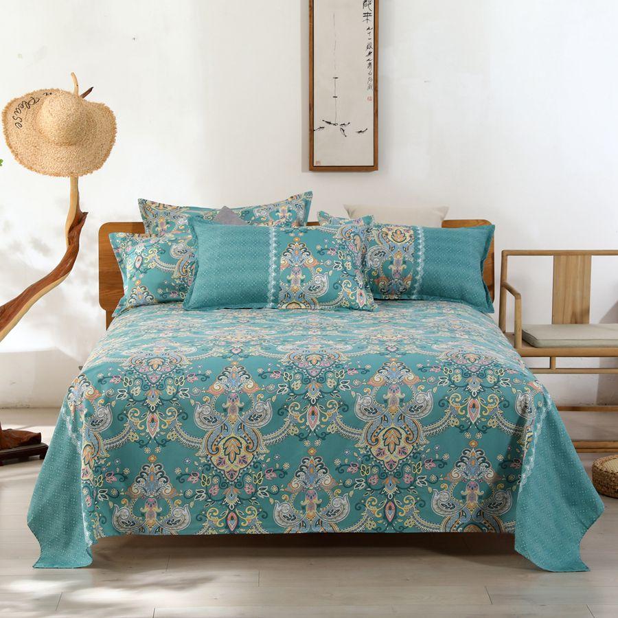 Printed Simple Bed Sheet Dormitory Pure Washed Cotton Single Double Bed Skin-friendly Comfortable Bed Sheet