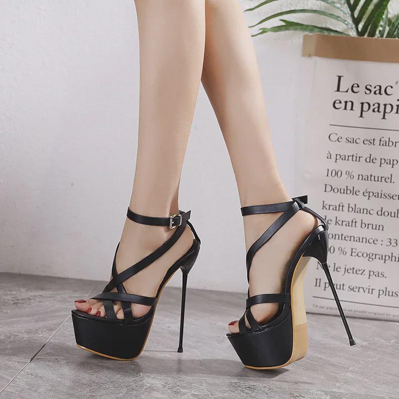 Women's Waterproof Platform Stilettos: Large-Size Sexy Pole Dance & Catwalk Hollow Sandals