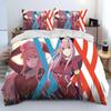 Zero Two DARLING In The FRANXX Anime Comforter Bedding Set,Duvet Cover Bed Set Quilt Cover Pillowcase,Queen Size Bedding Set Kid