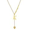 Initial Letter Necklace Gold Plated Stainless Steel Puffy Heart Pendant A-Z Alphabet Lariat Y Choker Waterproof