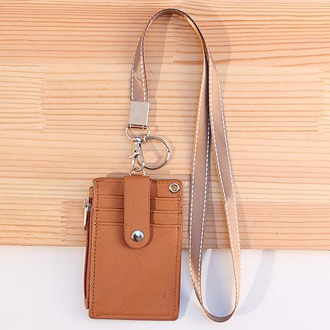 Portable Leather Business ID Card Credit Card Badge Holder Coin Purse Wallet Keychain