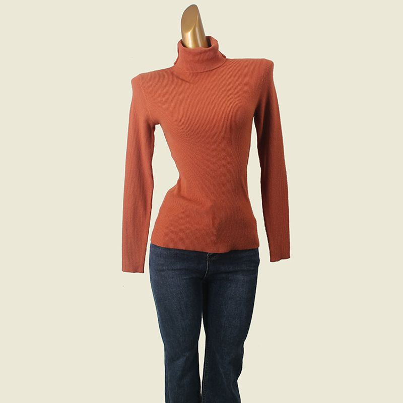 French Style Normcore Casual Turtleneck Small Thread Bottoming Shirt Fashion Wind Fall and Winter Pullover Base Long Sleeves Women's Knitted Sweater