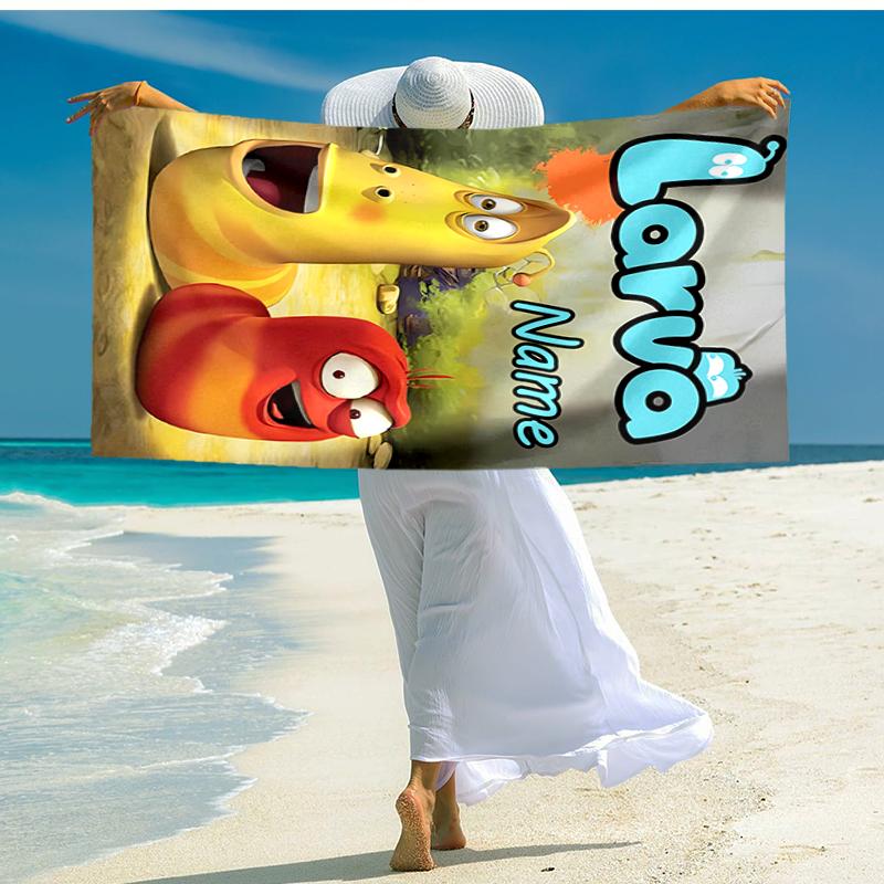 Personalized Customized Proof Beach Towel with Larva Pattern - Soft, Absorbent,quick-drying,perfect Swimming,camping&bathing