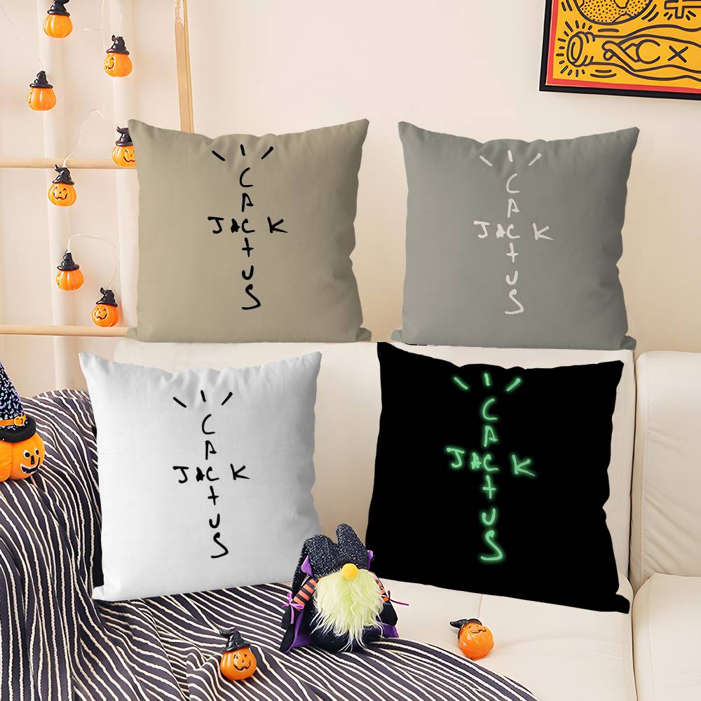 Cool C-Cactus Jack Pillow Case Home Dorm Chair Back Short Plush Double-Sided Printing Office Nap Time Cushion Cover
