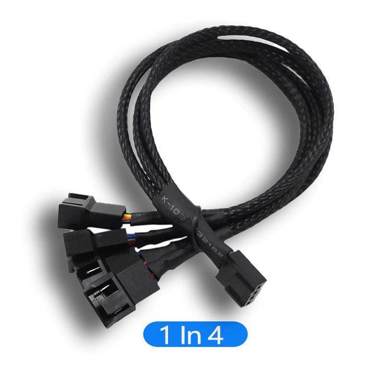 27cm Black3/ 4-Pin PWM Fan Cable Separator Extension Cable for 1-4/3/2/1 Way Connections Computer Hardware Accessory