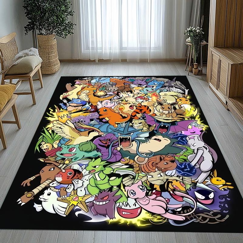 

Kawaii Pokemon Pikachu Cartoon Living Room Non-Slip Area Rug Soft Carpet for Bedroom Kids Playroom Sofa,Home Decor Doormat Gift 40x60cm