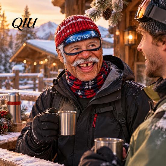 Funny Face Ski Mask Realistic Balaclava Mask, Old Man Woman Print Neck Gaiter, Snowboard Shield Windproof Full Coverage for Winter Sports Snowboarding