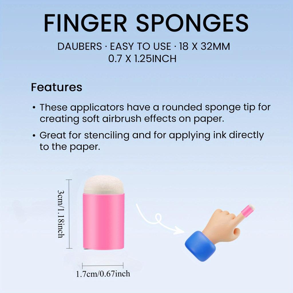 10PCS Craft Finger Sponge Daubers Drawing Project Finger Painting Sponge Set for Card Making, Painting, Stamping, Ink.