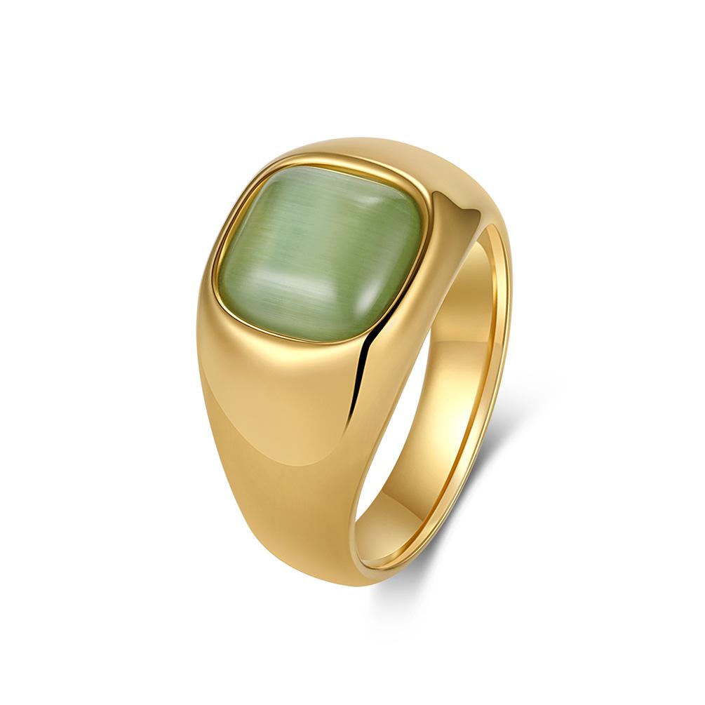 

2026 Jewelry European and American Trend Inlaid Opal Ring Women s Fashion Temperament Gold-plated Tail Ring Jewelry 10# зелений