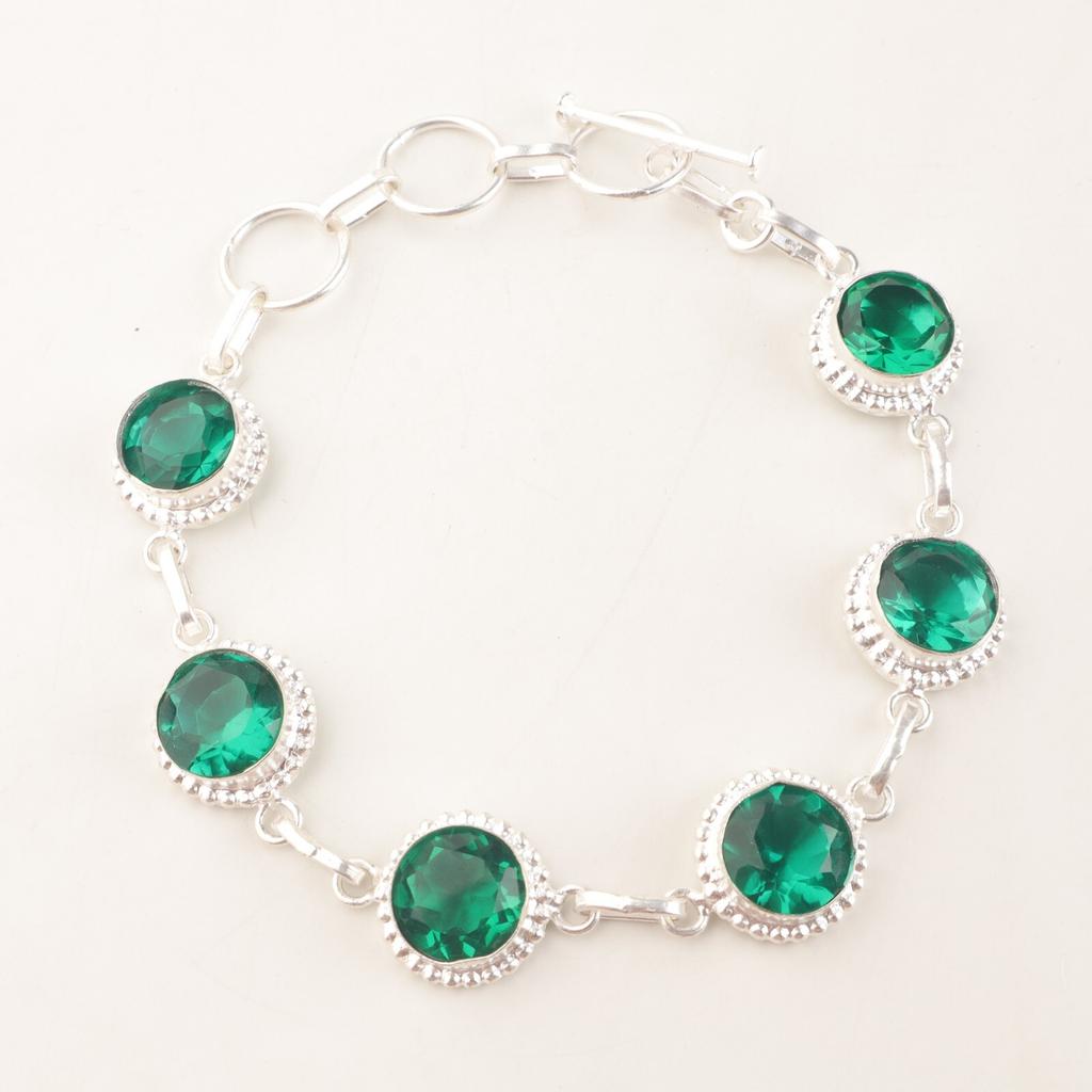 Chrome Diopside Gemstone 925 Sterling Silver Jewelry Handmade Chain Bracelet 9" RB-9-9