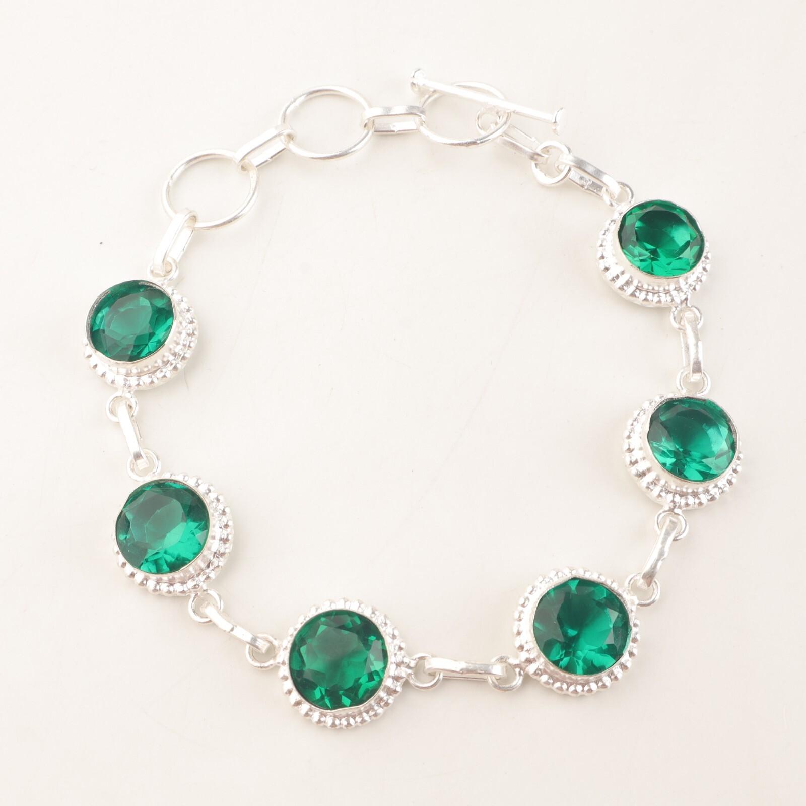 

Chrome Diopside Gemstone 925 Sterling Silver Jewelry Handmade Chain Bracelet 9 RB-9-9