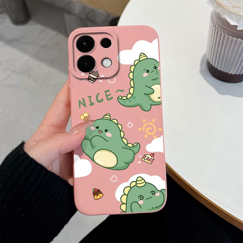 For Oppo Realme 7 10 8 9 5 6 Pro Plus K13 A5 A5X Phone Covers Cute Dinosaur Patterns Liquid Silicone Anti Drop Premium Protection Cases For Oppo Shell
