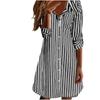 Ladies' Fashionable Striped Lapel Casual Long Sleeved Loose And Comfortable Button Up Dress