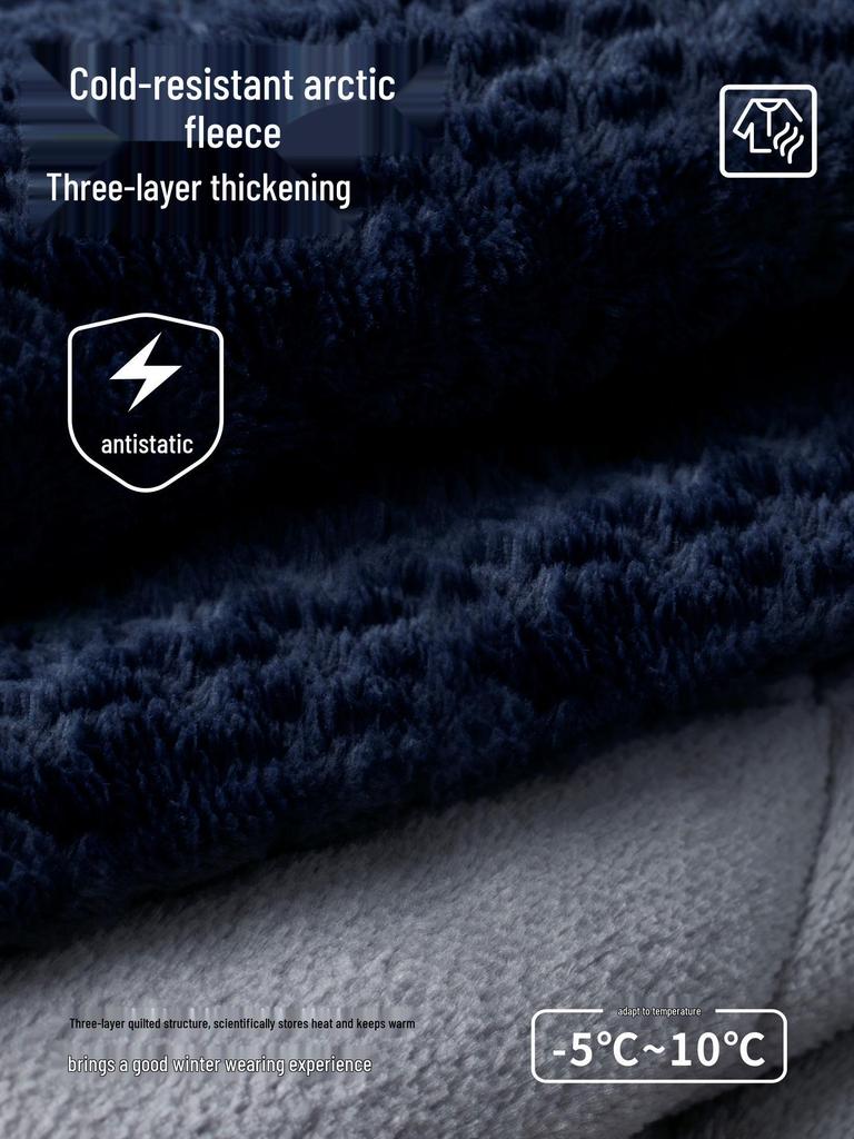 Boys' Winter Quilted Flannel Pajamas - Three-Layer, Medium & Large, Coral Fleece Warm Homewear