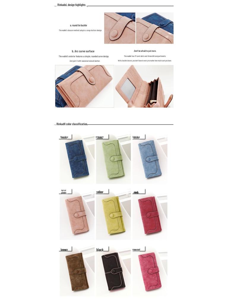 Retro Mattes Weiches Leder Patchwork Damen Geldbörse - Einfarbig Multifunktionale Clutch