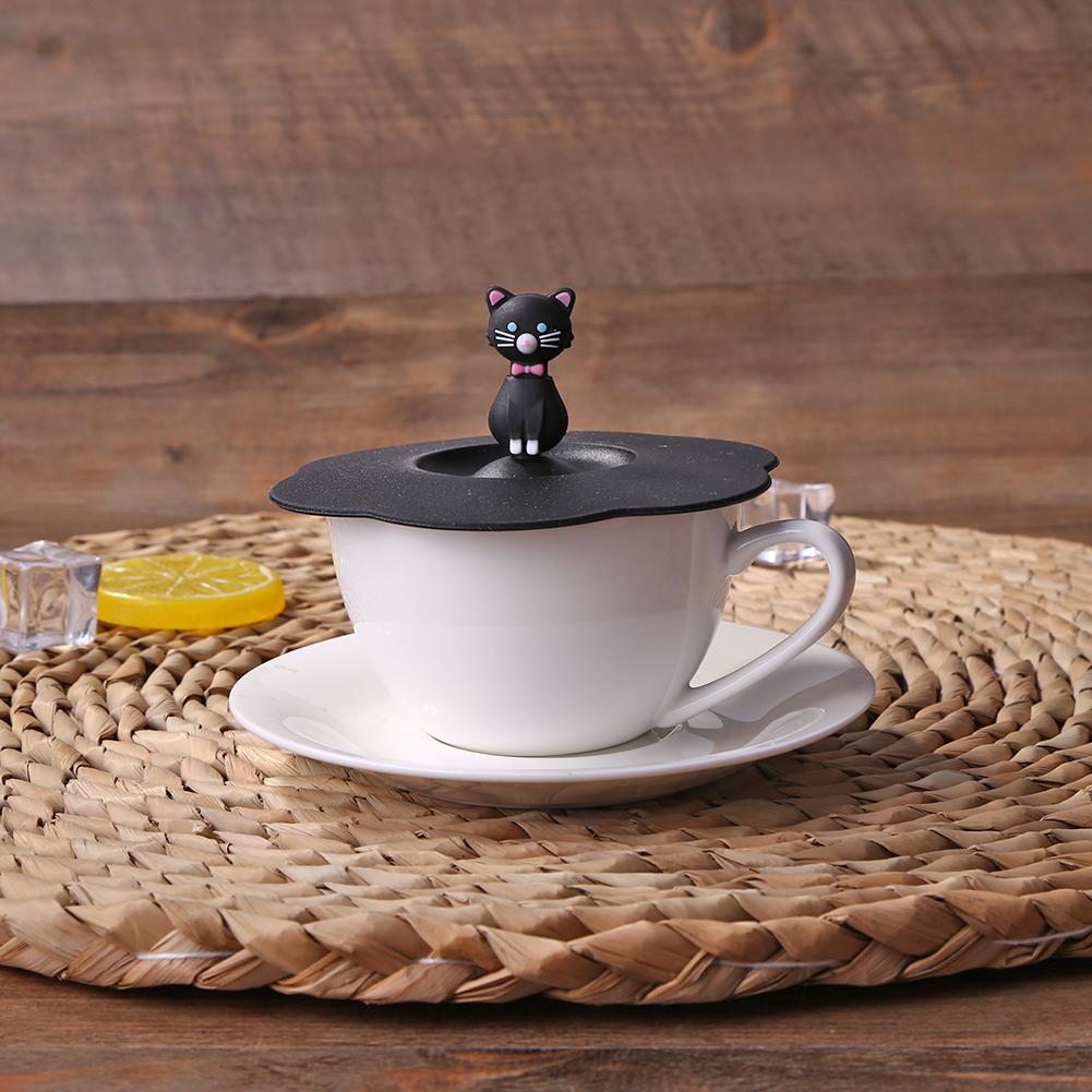 Anti-Dust Silicone Cup Lids Cartoon Cup Sealed Lid Cold/Heat Resistant Drinking Cup Lid Leakproof for Coffee Beer Mug Wine Glass