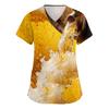 Women's V Neck Short Sleeve Work Shirt with Pockets Oktoberfest Beer Print Medical Scrub Top for Healthcare Professionals