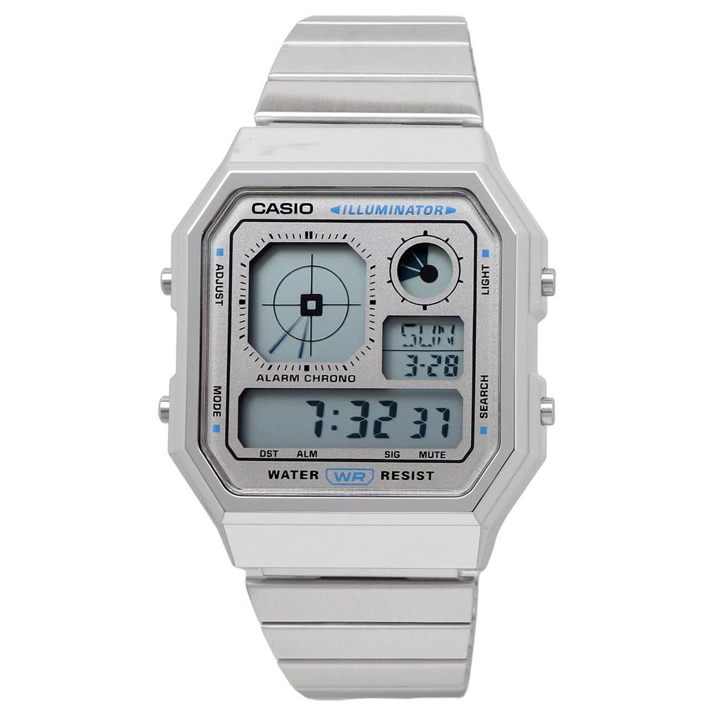 Casio Standard Vintage Series Silver with Metallic Overseas Model Analog-Digital Watch, A130WE-7A, Unisex, Gray, [Used]