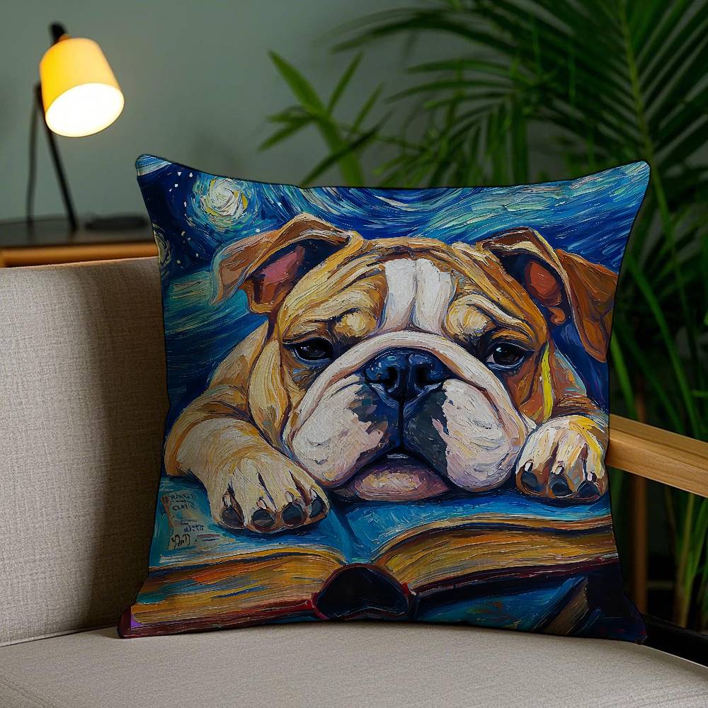 Catoon Starry Sky Dog Pillow Case Office Sofa Dorm Chair Back Short Plush Double-sided Printing Home  Cushion Cover