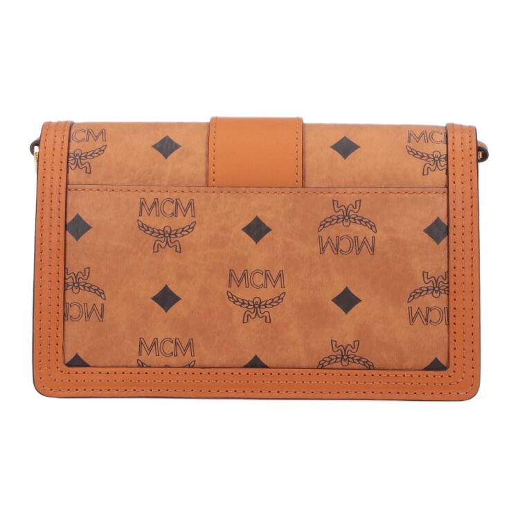 MCM Tracy Leather Trim Logo Print Pattern Pvc Crossbody Bag Medium Women bags Brown MWREAXT05CO