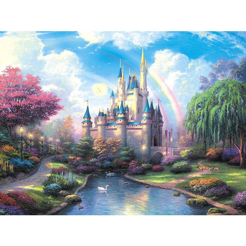 New 5D DIY Diamond Painting Landscape Castle Diamond Embroidery Full Round Drill Rhinestone Craft Scenery Home Decor Gift