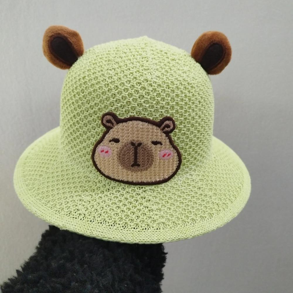 Sweet Cartoon Straw Cups Wide Brim Outdoor Travel Fisherman Cup Gifts Children's Capybara Sun Hat