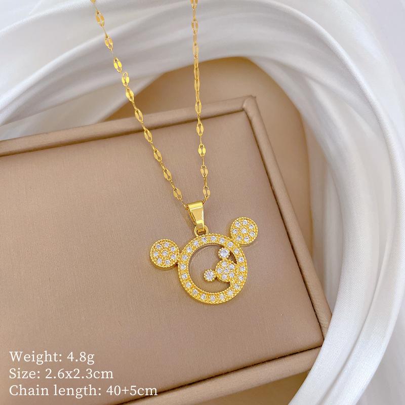 Легкая Роскошь Темперамент Великолепный Полный Алмазов Милый Мышонок Ожерелье Женский Универсальный Ключица Цепочка Титановая Сталь Цепочка