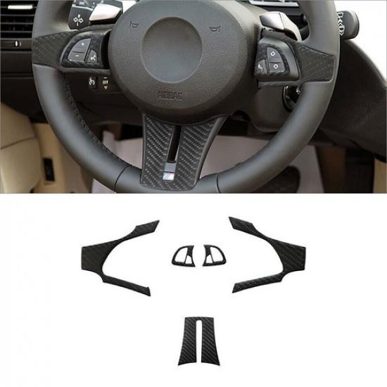 5Pcs Carbon Fiber Interior Steering Wheel Panel Cover Trim For BMW Z4 E85 03-08