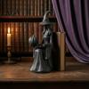 Tabletop Witch Decoration Halloween Statue, Gothic Figurine with Pumpkin And Book, Matte Black Fall Holiday Decorations Sculpture, Mantel Shelf