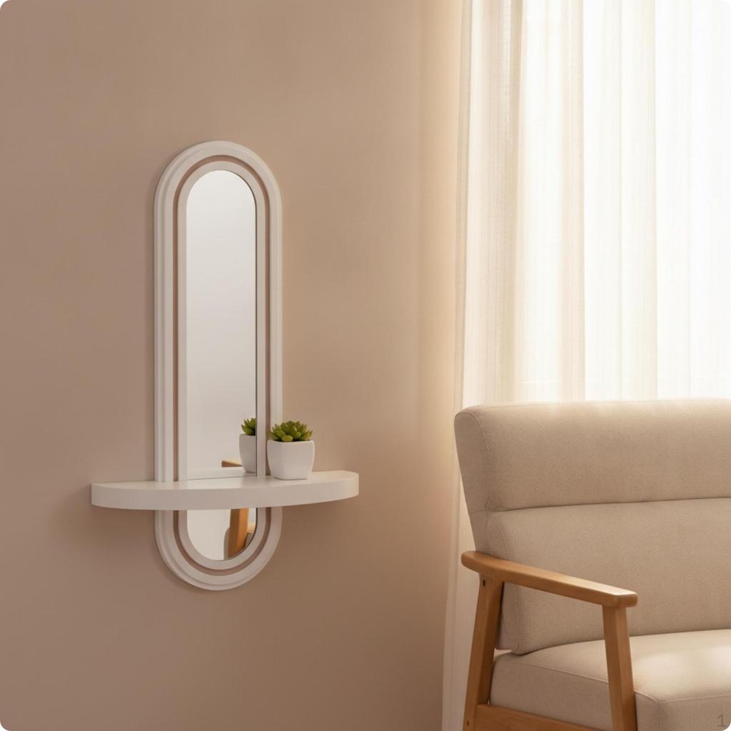 Wall Shelf with Mirror Compact WallMounted SpaceSaving for Entryway, Hallway,