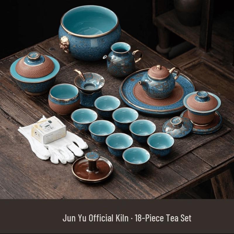 Jun Porcelain Kiln Glaze Kung Fu Tea Set