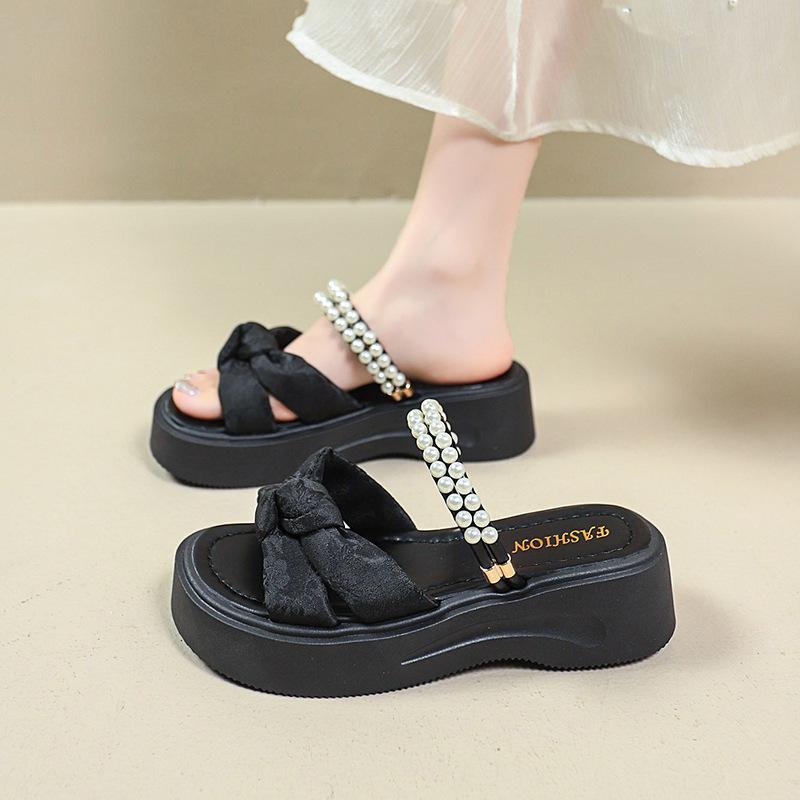 

Skirt feeling stepping on non-slip beach shoes casual versatile 2025 super fire with shit new summer platform sandals women 40 чёрный