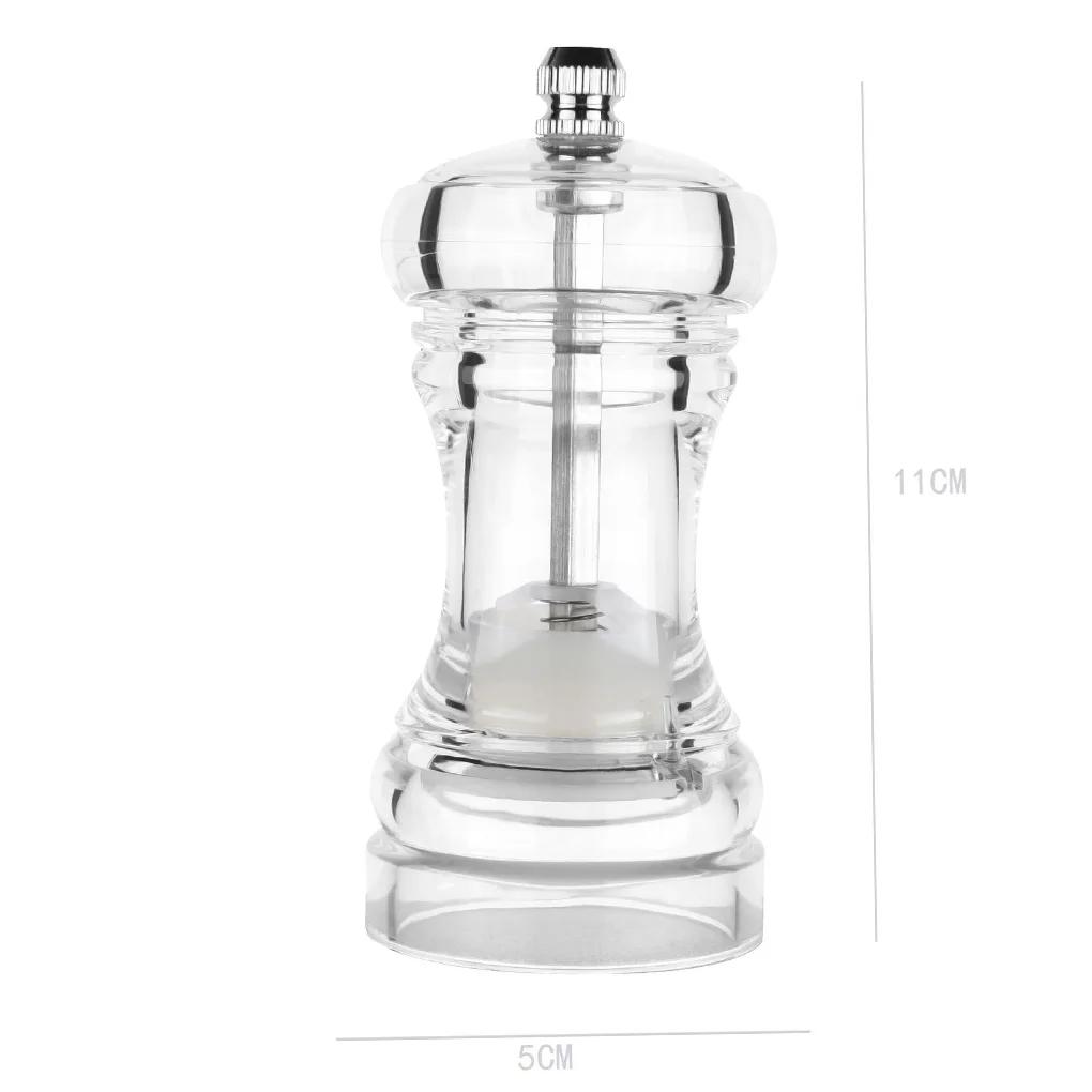 Grinding Bottles Tools Spice Container Seasoning Manual Acrylic Pepper Grinder Acacia Salt And Pepper Grinder Set