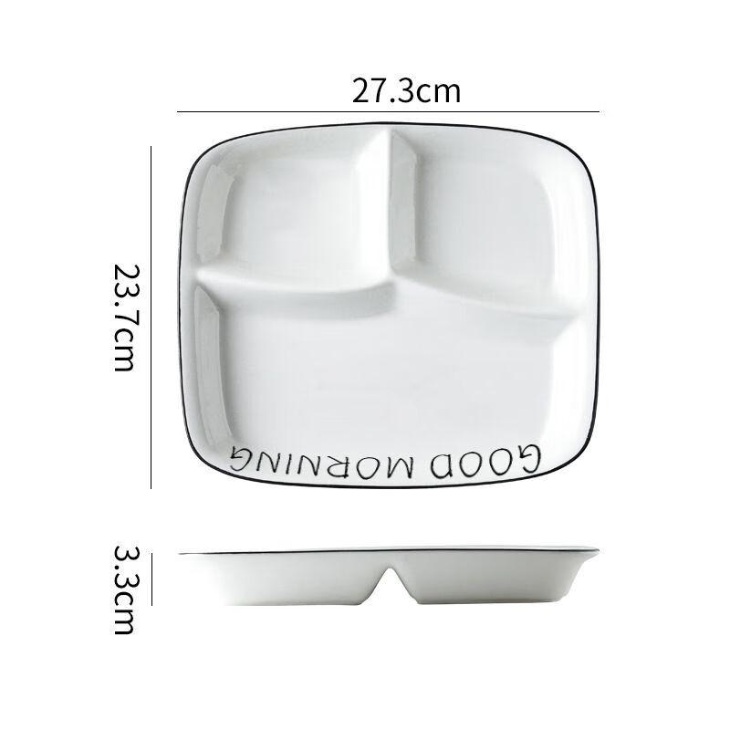 Ceramic 3-Compartment Divided Dining Plate