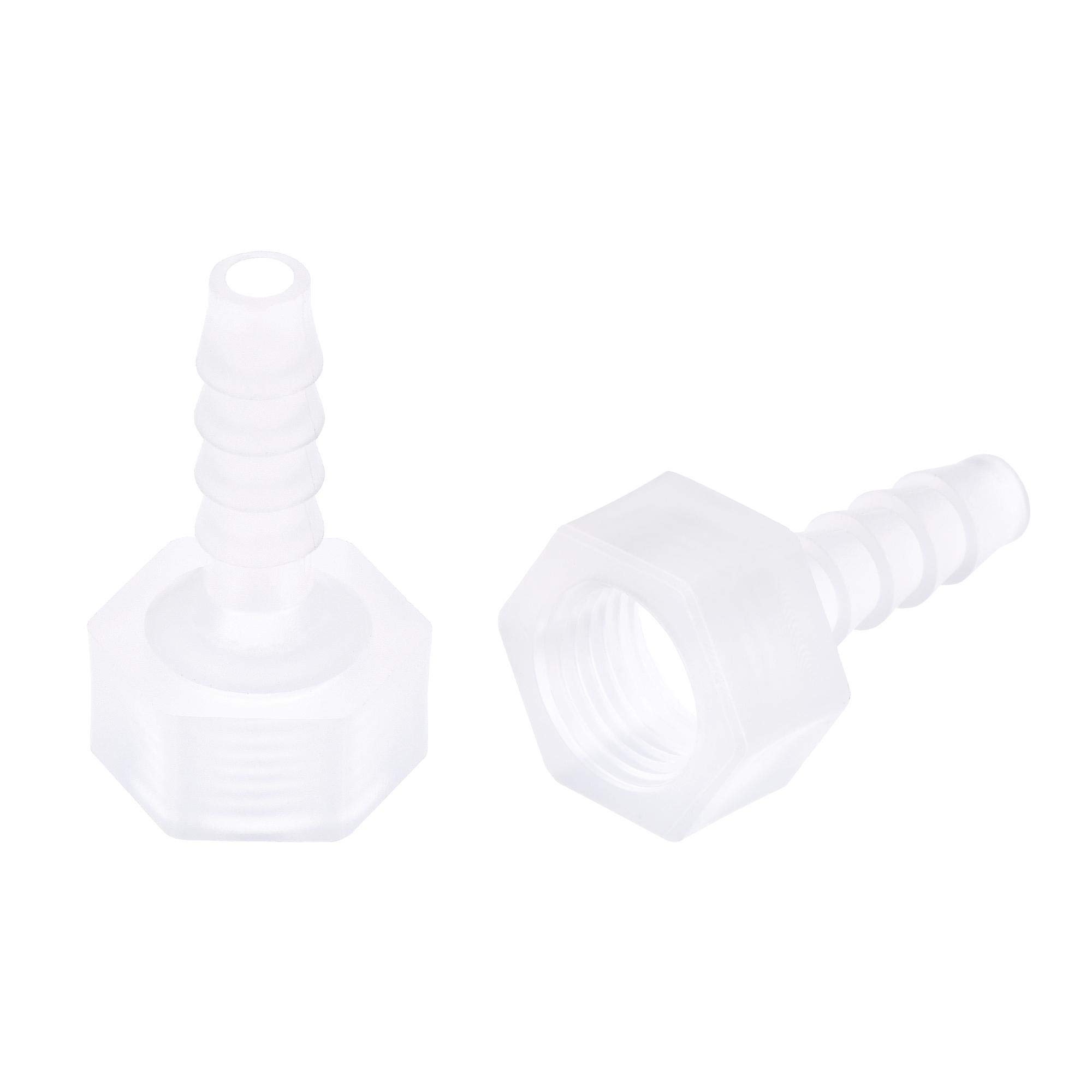 uxcell Hose Barb Fitting Coupler, Pipe Adapter, Polypropylene, 0.2 inch (6 mm), Barb x G1/4, Female Type, Translucent, 2 Pieces 35mm x 18mm