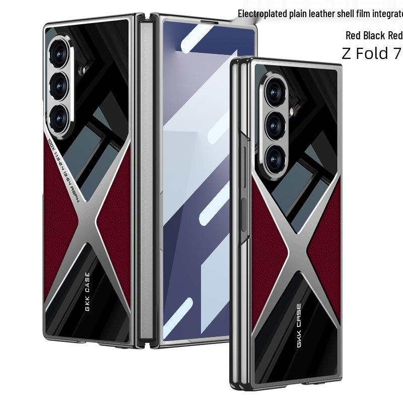 Schutzhülle aus galvanisiertem Leder für Samsung Z Fold7 – stoßfest, elegant und robust für Herren