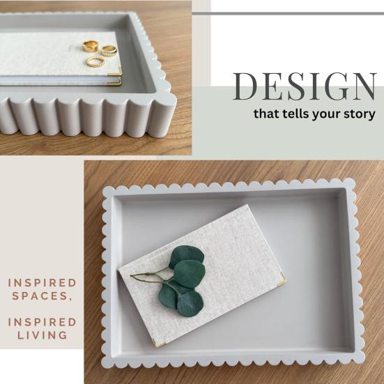 Round Rectangle Decorative Tray Multi-purpose Jewelry Trinket Holder Organizer Storage Serving Tray Living Room Kitchen Counter Coffee Centerpiece